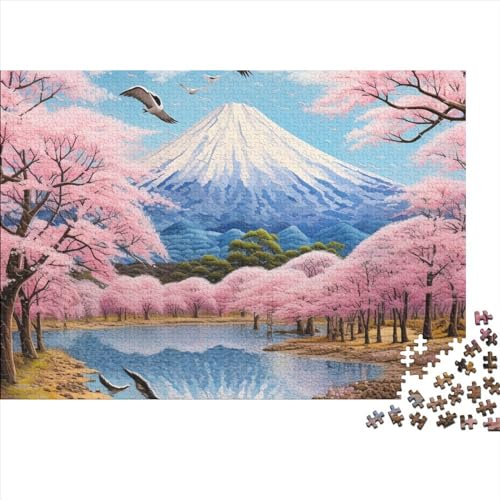 Mount Fuji Puzzle 1000 Teile Puzzle-Herausforderung Sakura Puzzle-Kunstwerk Familienspaß Kinderpuzzle Entspannung Durch Puzzeln Zeitvertreib Für Alle Altersgruppen 1000pcs (75x50cm)