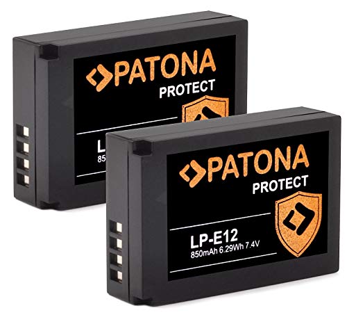 PATONA (2X) Protect V1 - LP-E12 Akku (850mAh) mit NTC-Sensor und V1 Gehäuse