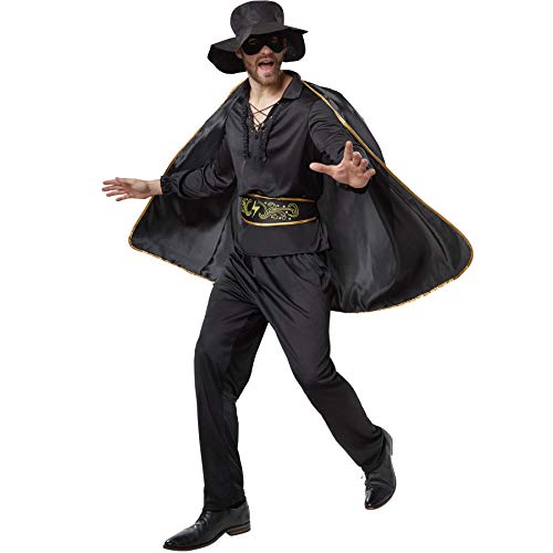 dressforfun 900531 - Herrenkostüm Zorro, In Schwarz gehaltenes Zorro-Outfit inkl. Cape, Maske und Hut (XXL | Nr. 302664)