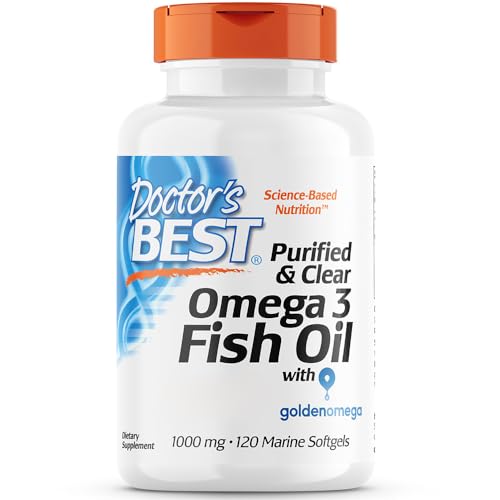 Doctor's Best Purified & Clear Omega-3 Fish Oil (Fischöl), 1000mg, 120 Kapseln, Laborgeprüft, Glutenfrei, Sojafrei