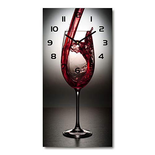 Tulup Wanduhr Stille Glasuhr 30x60cm Rotwein Modern Heim Küche