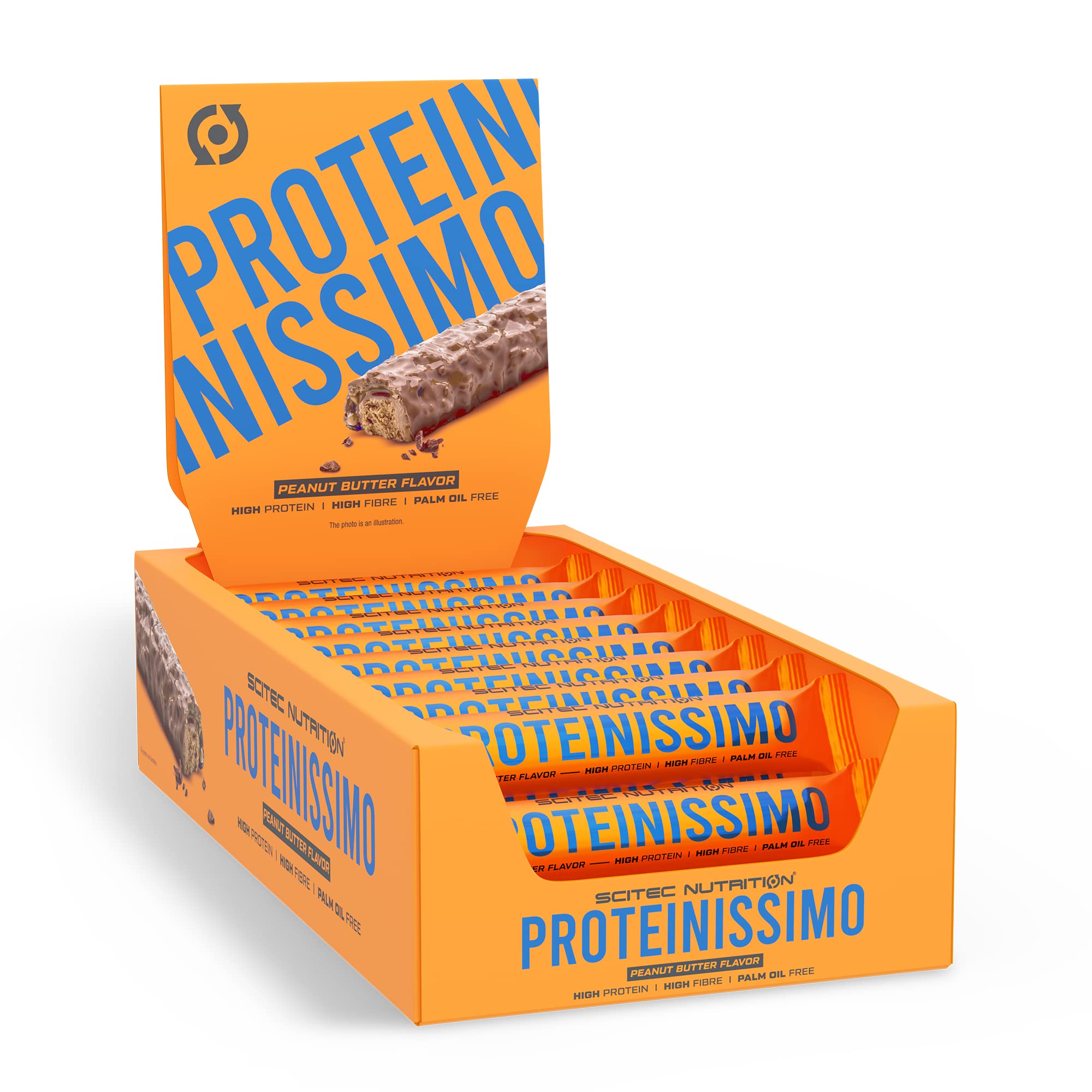 Scitec Nutrition Proteinissimo, knuspriger Proteinriegeln mit einer Beschichtung, hoher Proteingehalt, Ballaststoffgehalt, palmölfrei, 24 * 50 g, Erdnussbutter