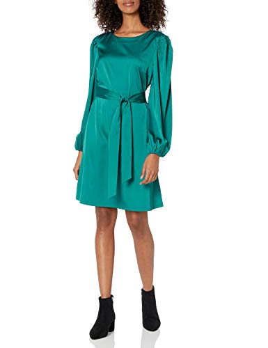 The Drop Stretch-Kleid für Damen, seidiger Stoff, mit Gürtel, Pacific Teal (Grün), von @shopdandy, XS