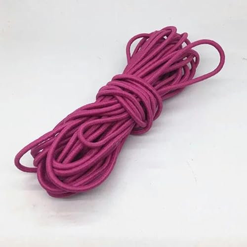 20 m * 3 mm buntes rundes Gummiband, rundes elastisches Seil, Gummiband, elastische Linie, DIY-Nähzubehör, Rose, 3 mm, 20 m