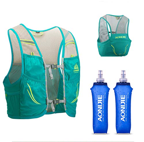 AONIJIE Lovtour Trinkweste, 2,5 l, Laufweste, leicht, mit 2 weichen Wasserflaschen, Bladder für Marathoner, Laufen, Rennen, Radfahren, Wandern, Camping, Radfahren (mintgrün (S-M))