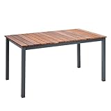 greemotion Tisch Mackay, Esstisch mit Niveauregulierung, Holztisch aus Eukalyptusholz, Gartentisch in Anthrazit/Braun, Maße: ca. 150 x 74 x 90 cm