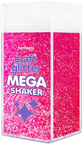 Hemway BULK Glitter 425g / 15oz MEGA Craft Shaker Glitter for Nails, Resin, Tumblers, Arts, Crafts, Painting, Festival, Cosmetic, Body - Fine (1/64" 0.015" 0.4mm) - Fluorescent Pink