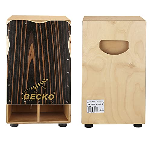 GECKO Cajon Box Percussion Box aus Holz, mit internen verstellbaren Gitarrensaiten, CD03