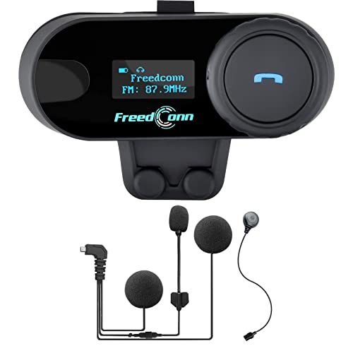 FreedConn Motorrad Intercom Bluetooth Headsets, T-COM SC 800M Motorradhelm Interphone Gegensprechanlage Kommunikationssysteme bis zu 3 Benutzer, LCD-Bildschirm, GPS, FM Radio.