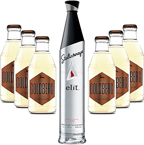 Moscow Mule Set - Stolichnaya Elit Vodka 0,7l 700ml (40% Vol) + 6x Goldberg Intense Ginger 200ml - Inkl. Pfand MEHRWEG