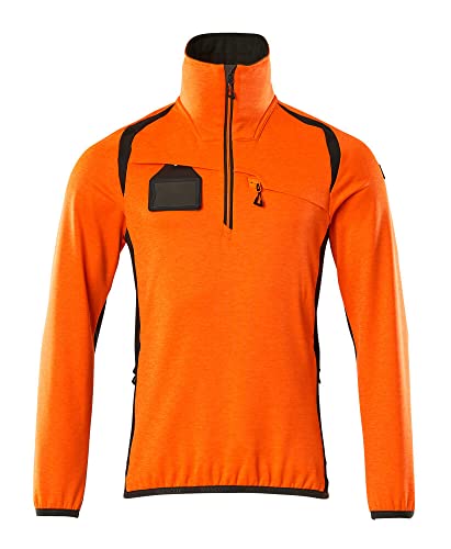 Mascot 19303-316-1418 Accelerate Safe Moderne Passform Zweifarbig Fleecepullover mit Kurzem Reißverschluss, Hi-Vis Orange/Dunkelanthrazit, L Größe