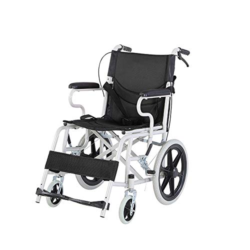 Leicht Aluminium Rollstuhl, Zusammenklappbar Leichtgewichtrollstuhl, mit Handgriffen zum Bremsen, Kippschutz Größe 45 Cm, Ultraleichter Rollstuhl Nur 11 Kg