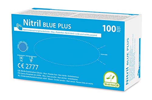 MEDI-INN Nitril blue plus Einweghandschuhe Größe S | 1000 Stück | Nitril Einmalhandschuhe blau in praktischer Spenderbox | Ideal für Hygienebereiche wie Lebensmittelbranche, Kosmetik u.v.m. | latexfrei