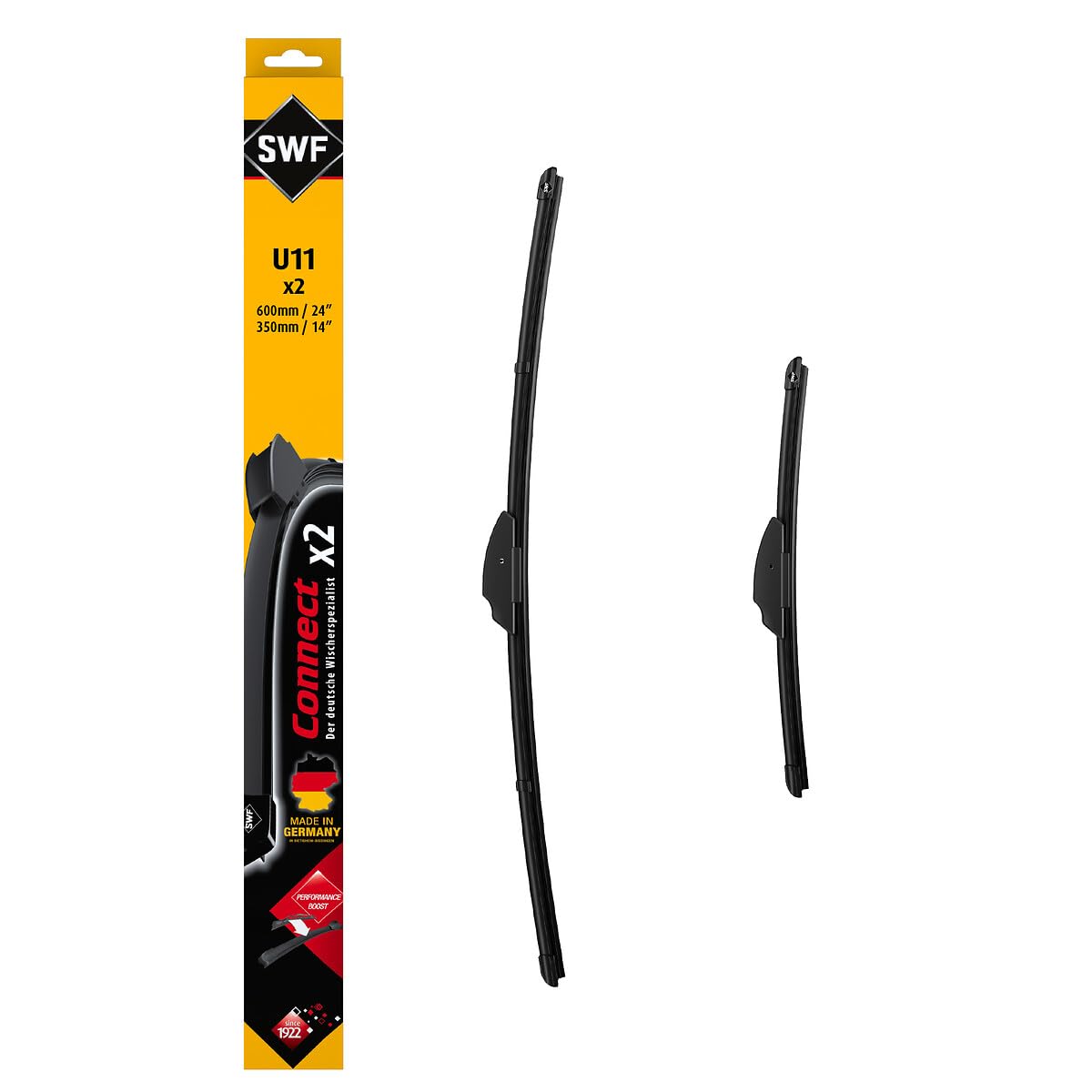 SWF Connect Wischer – U11 – Kit Aus in Deutschland Hergestellten Flachbalkenwischern Für Optimale Wischleistung 600mm/350mm – Vorne – 2er-Set