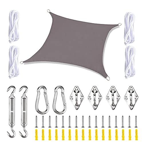 Sonnensegel, Sonnensegel quadratisch,Sonnenschutz Sonnensegel Wasserdicht UV-Schutz Polyester Sonnensegel mit Spannseilen, für Garten Balkon Terrasse Camping 2×2m