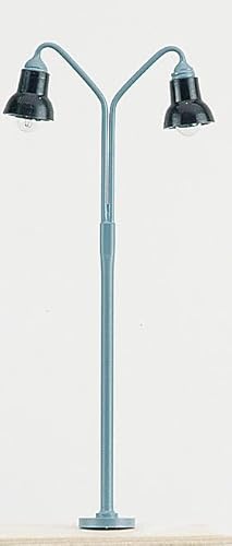 FADEDA Bogenlampe zweiflammig Spur H0, LxBxH in mm: 55x20x110. Für Krippen, Miniatur-, Hobby- und Modellbau, Puppenhauszubehör u. Modelleisenbahn.