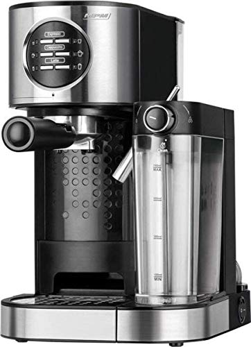 MPM MKW-07M Kaffeemaschine Express, 15 bar, für Espresso und Cappuccino, Warmhaltebehälter 0,7 l, Erwärmung Tassen, Edelstahl-Finish, Wassertank 1,2 l, zerlegbar, 1470 W