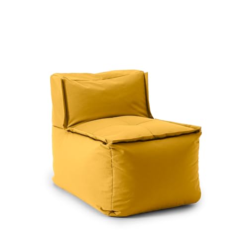 Lumaland Sitzsack-Lounge Modular Mittelteil | Waschbare & Wasserfeste Sitzmöbel für Innenräume & Garten | Indoor & Outdoor Sitz-Garnitur | Einfach erweiterbar | 54x81x70cm [Senfgelb]