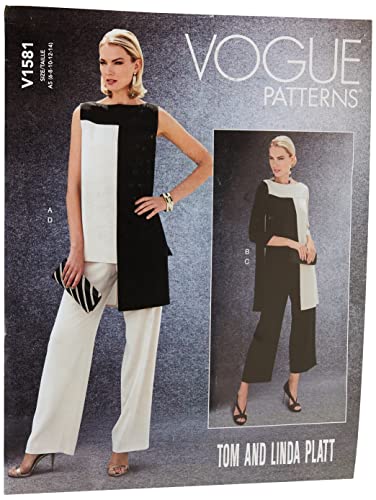 Vogue Mustern 1581 A5, Schnittmuster Tunika und Hose, Größen 6-14, Tissue, Mehrfarbig, 20 x 0,5 x 25 cm