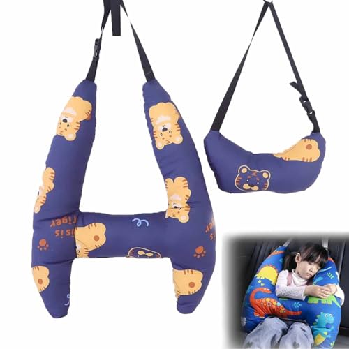 H-Shape - Kid Car Sleeping Head Support,Children on Head Support and Body Support Pillows,Baby Toddler Travel Pillows,Travel Pillows for Car Seat,Helps Improve Body and Head Comfort (Tiger)