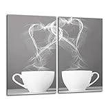 Gsmarkt Herdabdeckplatten Schneidebrett Set 2x30x52 Glasbild Kaffee