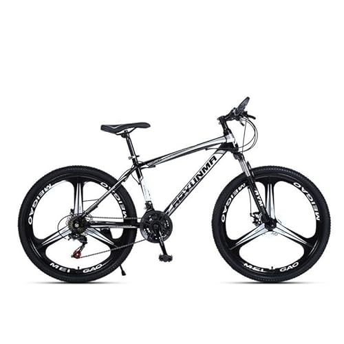 21-Gang-Fahrrad for Erwachsene, 700C-Räder, Herren- und Damen-Mountainbike, Hardtail-Mountainbike, 21-Gang-Vordergabel mit variabler Stoßdämpfung ( Color : Black white , Size : 26-IN_THREE-BLADE )