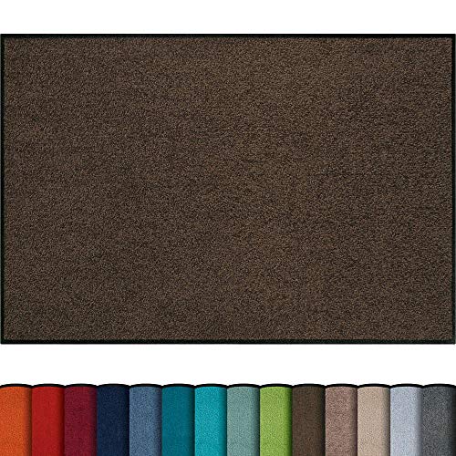 Erwin Müller Fußmatte, Schmutzfangmatte uni braun Größe 40x100 cm - rutschfest, pflegeleicht, für Fußbodenheizung geeignet (weitere Farben, Größen)