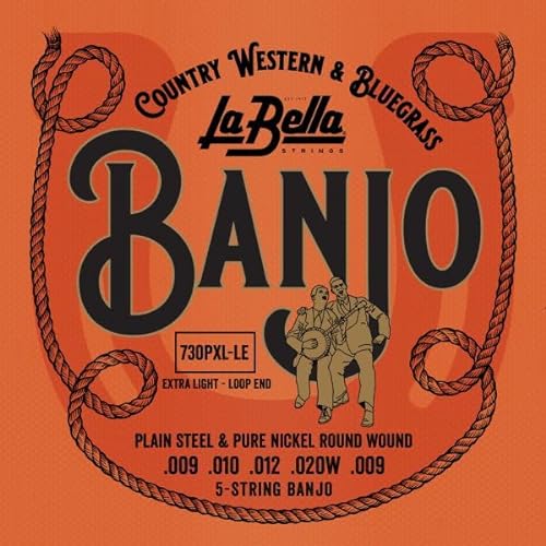 La Bella 730PXL-LE Banjo-Saiten mit extra leichten Schlaufenenden, Stahl, reines Nickel, rund