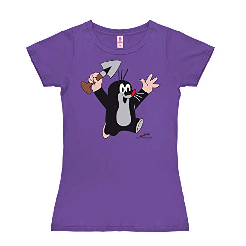 Logoshirt - TV - Der kleine Maulwurf - Juhu - T-Shirt Damen - violett - Lizenziertes Originaldesign, Größe L