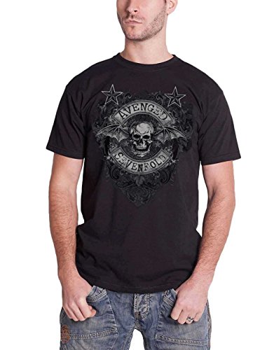 Avenged Sevenfold T Shirt Flourish Death Bat Band Logo offiziell Schwarz Herren XXL