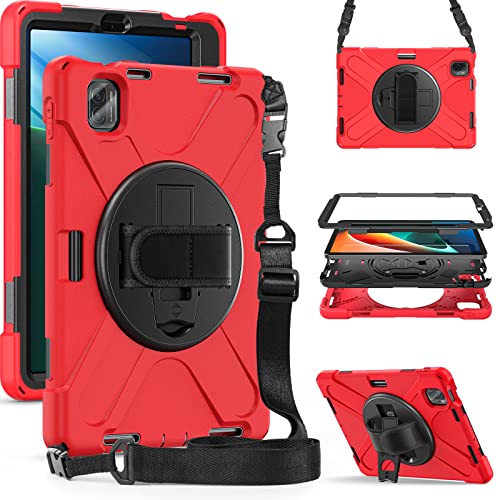YGoal Hülle für Xiaomi Pad 5 - [Handschlaufe] [Schultergurt] Robuste Schutzhülle mit Fallschutz Case Cover für Xiaomi Pad 5/Pad 5 Pro, Rot