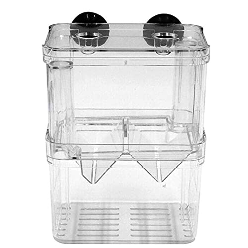 Box Breeder Isolation Fish Isolation Box - Fish Tank Breeding Divider with Suction Cups Double Layers Acrylic Transparent S