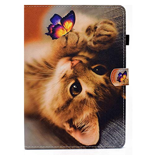 JIan Ying Hülle für Samsung Galaxy Tab A 10.1 (2019) SM-T510 SM-T515 Slim Leicht Schutzhülle Schmetterling Katze