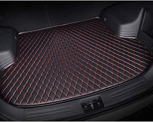 Leder Kofferraumwanne Antirutsch für Mercedes-Benz EQE 2022-2024, Kofferraummatte Passgenaue Schutzmatte Rutschfester Kofferraumschutz ZubehöR,B-Black-red