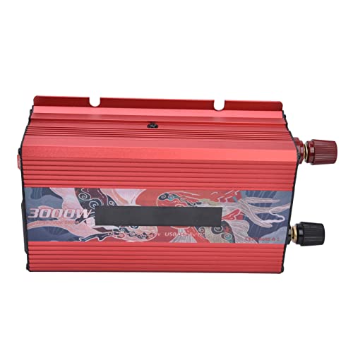 3000 W Reiner Sinus-Wechselrichter DC 12 V auf AC 220 V Multifunktionaler Batteriekonverter für Zuhause, Wohnmobil, LKW(rot)