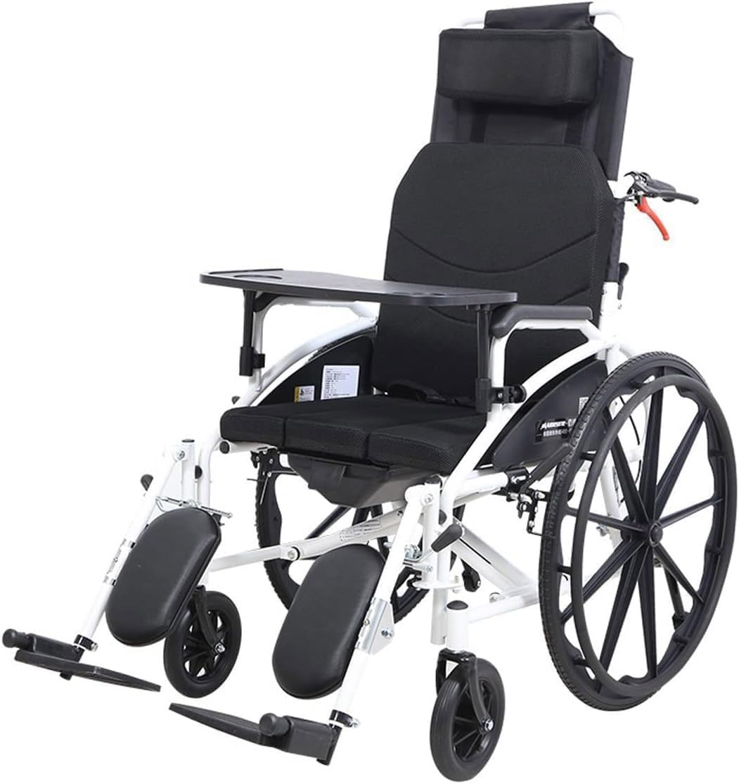 Transport-Rollstuhl hohe Rückenlehne abnehmbare Kopfstütze Reclining Travel Wheelchair Portable Folding Wheelchair Adult Mobility Scooter Transport Wheelchair