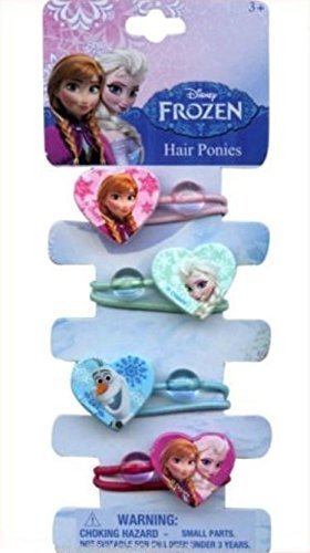Disney Frozen, Eiskönigin - Haargummi, Haarband, Zöpfchenhalter - 4 Stück mit 4 verschiedenen Motiven Elsa, Anna, Olaf und Anna/Elsa