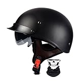 Halbhelme Motorradhelm Halbschalenhelm ECE Zulassung Brain-Cap Halbschale Roller-Helm Jet-Helm Mit Eingebautem Visier Scooter Offener Helm Für Erwachsene Herren Damen 3,XL:61-62CM