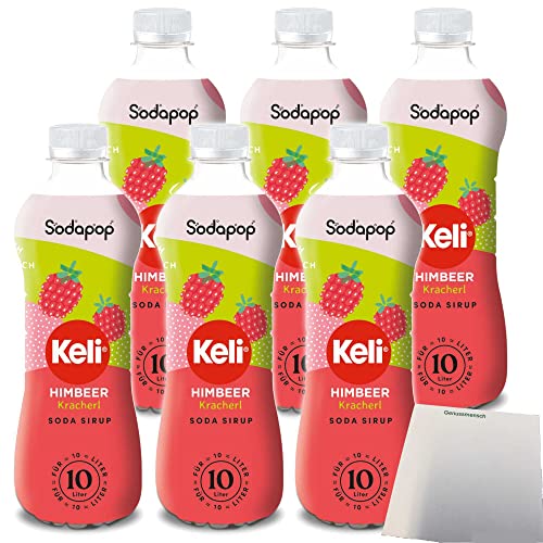 Sodapop Keli Sirup Himbeer für Wassersprudler 6er Pack (6x500ml Flasche) + usy Block