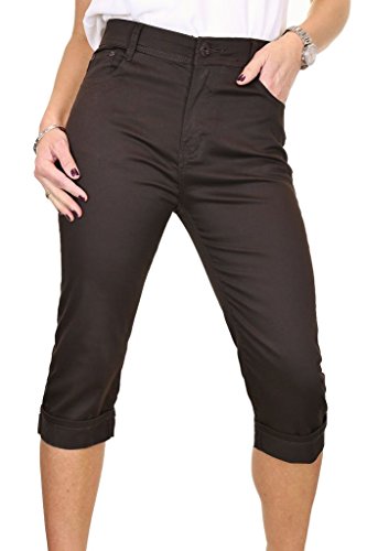 ICE Frauen Jeans Capri mit Stretch Geschnitten Braun 36-46 (44)