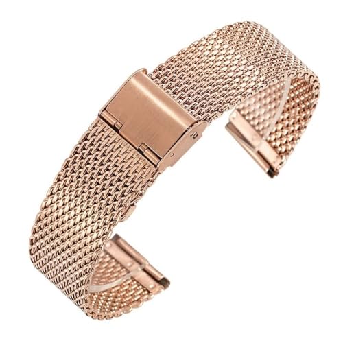 BOLEXA Uhrenarmband, Edelstahlarmband, 1,0-Draht-Milanese-Mesh-Armband, 18 mm, 20 mm, 22 mm, 24 mm, Armband, Smartwatch (Color : Rose Gold, Size : 24mm)