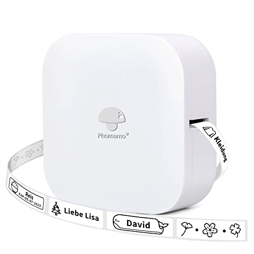 Colorwing Q30 Bluetooth Etikettendrucker, Beschriftungsgerät Selbstklebend Kompatibel Mit Ios Android, Tragbarer Mini Etikettiergerät FüR Zuhause BüRo Schule Etikettierung (Weiß)