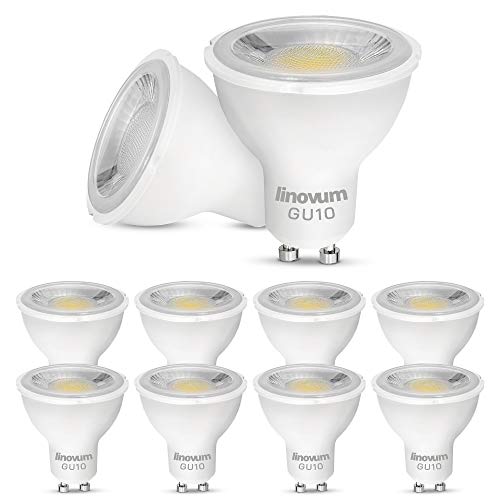 10 Stück linovum® GU10 LED neutralweiss 6W für 230V - ersetzt 50W Halogen - LED Leuchtmittel Lampen Strahler mit 450 Lumen