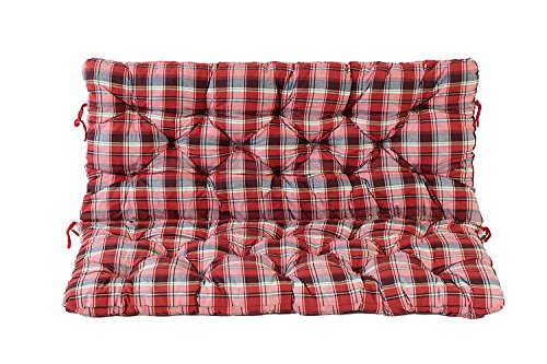 Ambientehome 2er Bank Sitzkissen und Rückenkissen Hanko, kariert rot, ca 120 x 98 x 8 cm, Bankauflage, Polsterauflage