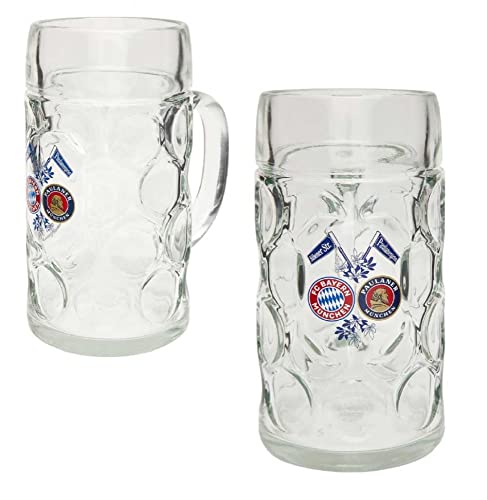 FC Bayern München Maßkrug - Logo - Glas 1 Liter Bierkrug Krug FCB