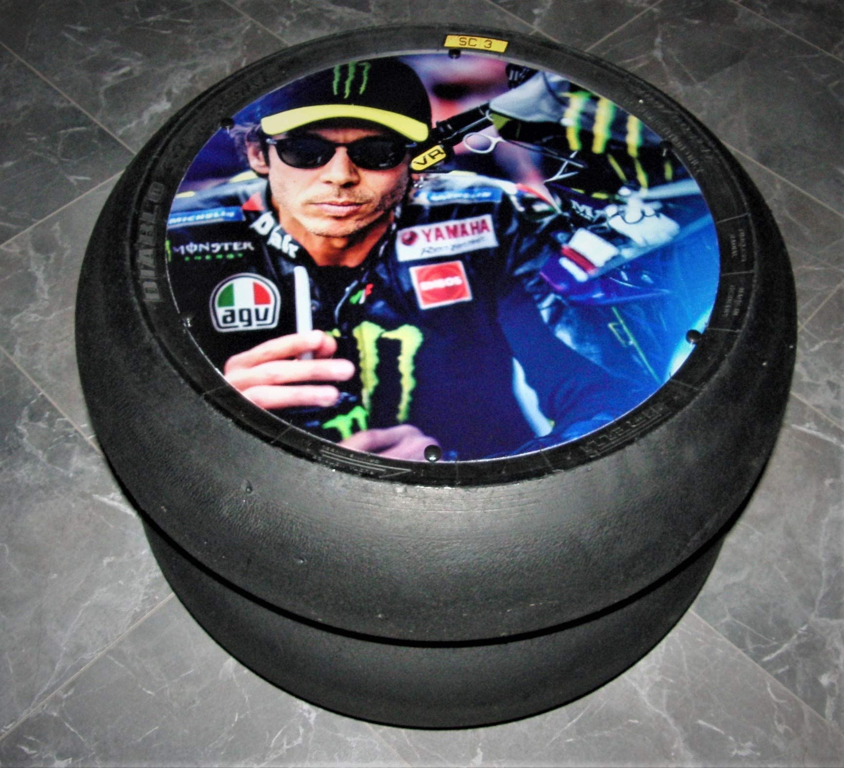 VR 46, Rossi, Art, Vorstart Moto GP, Superbike Slick Beistelltisch, Deko, Motorsport Geschenk