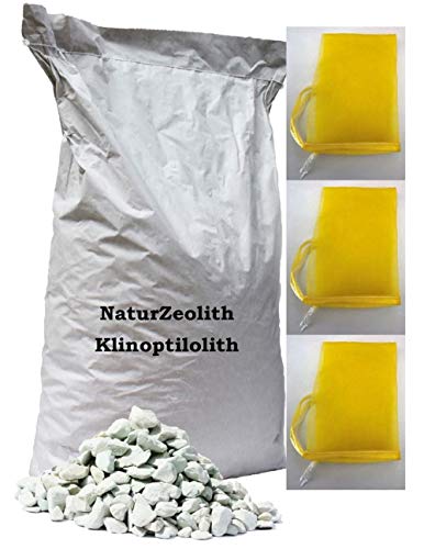 Naturzeolith Zeolith Filtermaterial Zierteich Gartenteich 25 kg + 3 Filterbeutel (2,5-5,0 mm)