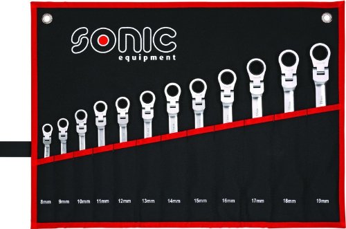Sonic 601218 12-Kant Flexible Ratschenschlüssel in Tasche, Set von 12