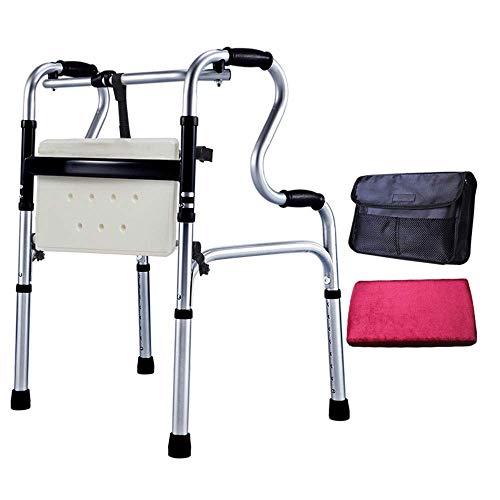 Rollator Walker, zusammenklappbare Gehhilfe mit Sitz, Standard-Gehhilfe für Senioren, 8-stufig höhenverstellbar, leichte Gehmobilitätshilfe für die Rehabilitation alter Männer