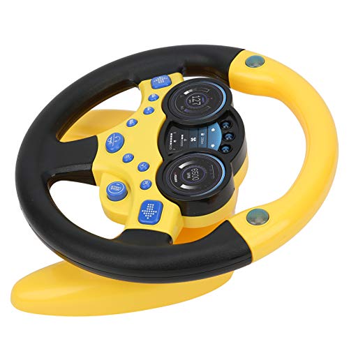 BROLEO Lenkrad Spielzeug, Fahren Nachahmung Spielzeug Schöne Lenkrad Spielzeug mit Basis für Indoor Spielen für Kinder (Gelb)